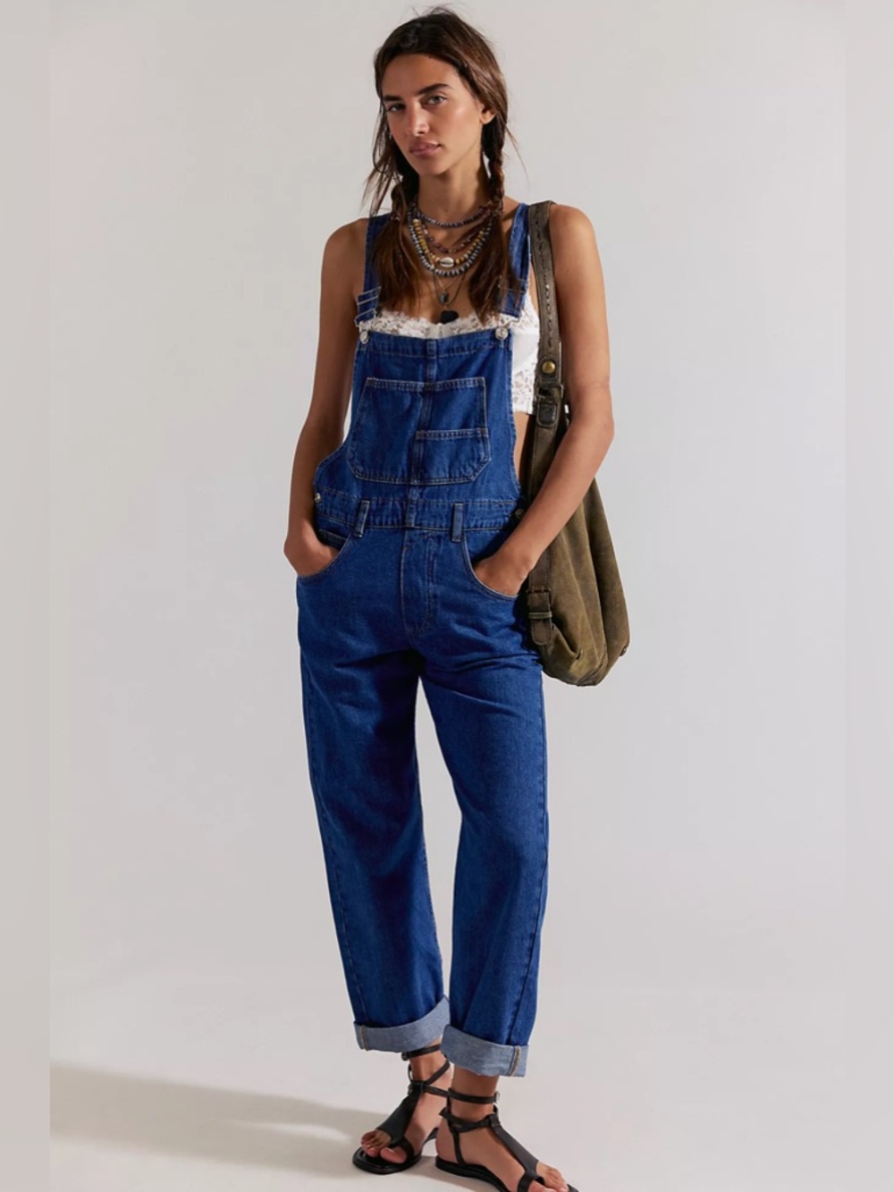 Free People We The Free Ziggy Denim Overalls- Sapphire Blue